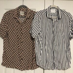 Denim & Flower Alex Singh bundle two short sleeve shirts button down men’s large